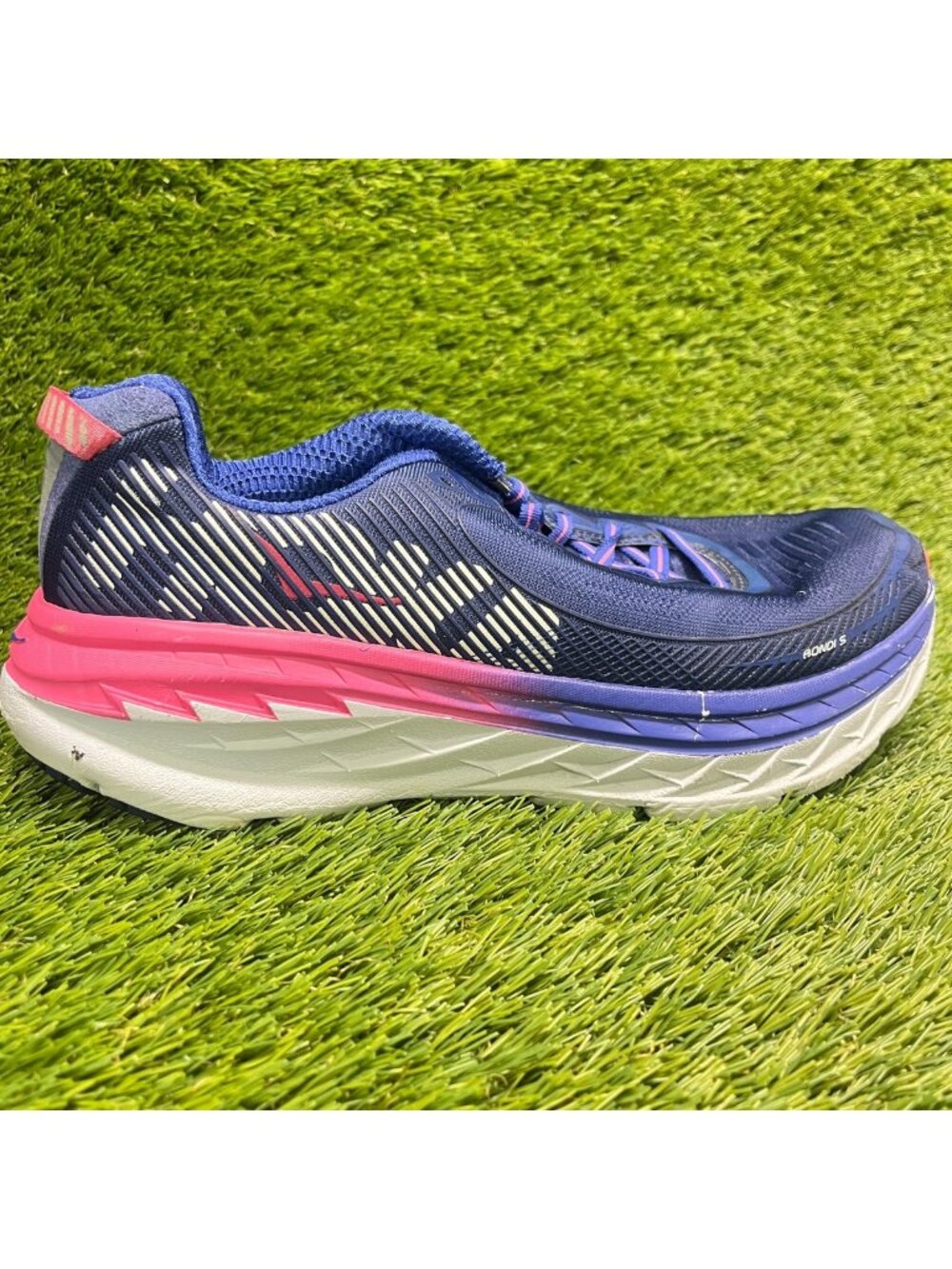 Hoka One One Bondi 5 Mens Size 8.5 Blue Pink Athletic Running Shoes Sneakers